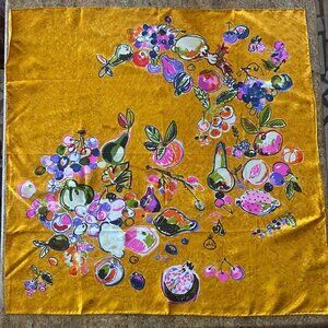 Vintage New Silk Esterel Scarf Made in Italy Orange color with Fruit ~ 33 x 34